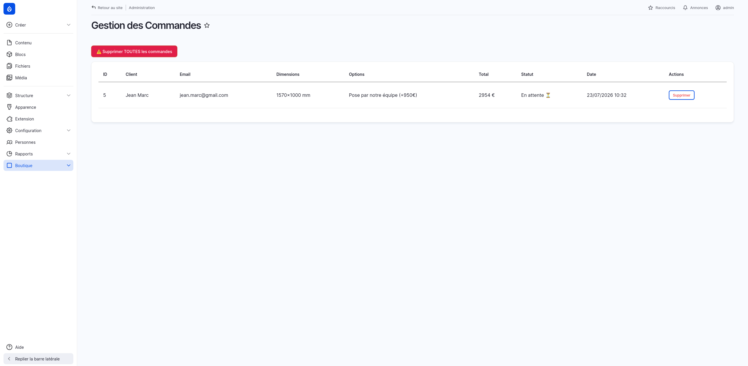 Gestion des Commandes